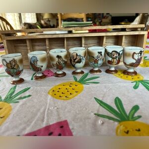 Vintage Japanese Sake Set Seven Gods of Fortune